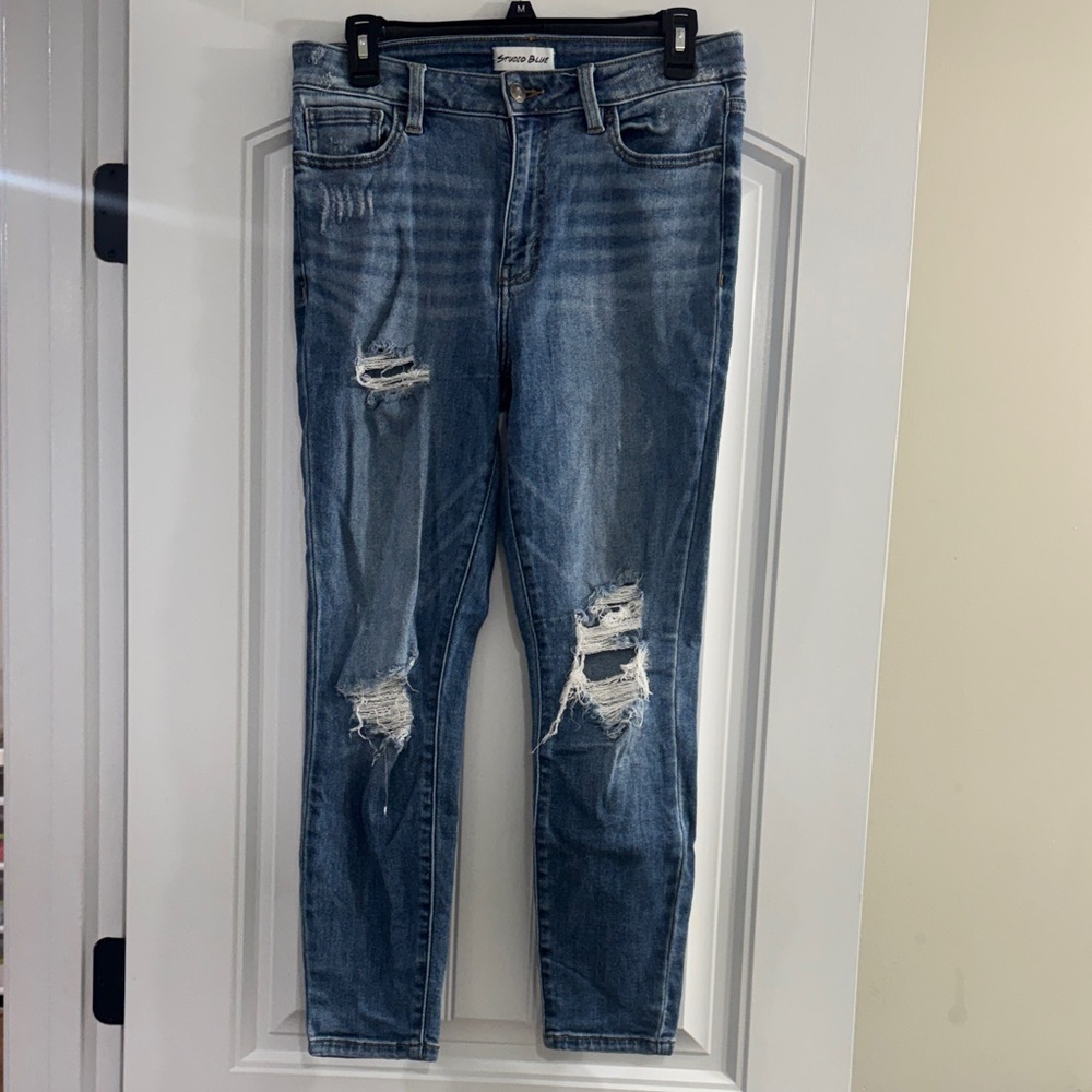 Studio Blue Women's Ripped Blue Skinny Jeans
